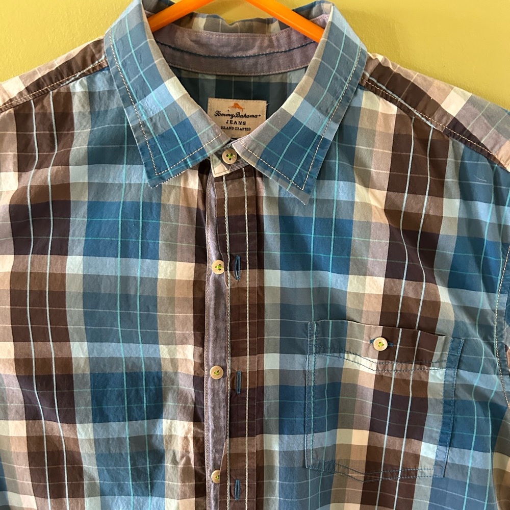 Tommy Bahama Men's Blue Plaid Shirt